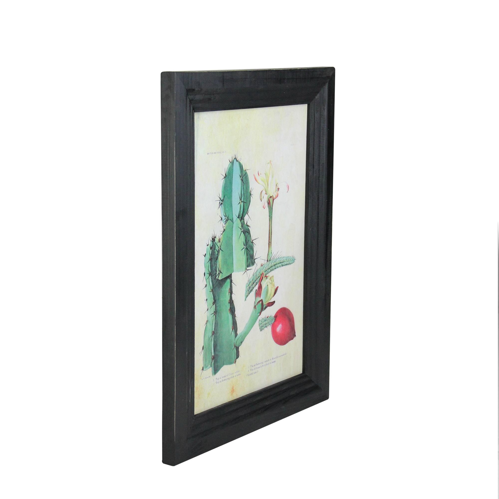 14" Green and Red Cactus Art with Photo Frame